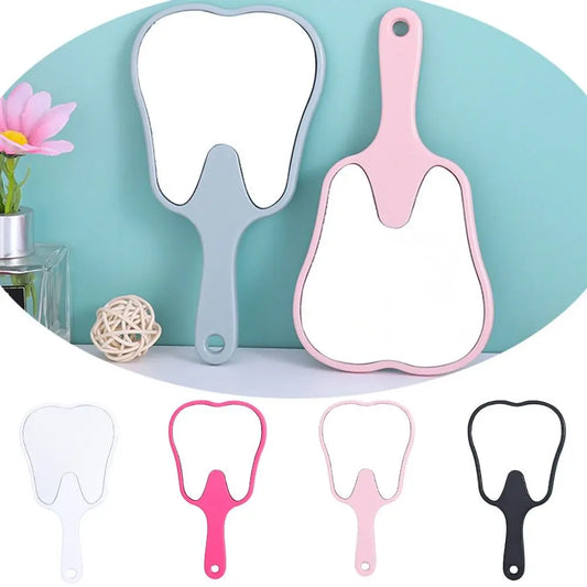 1pc Tooth Shaped Handheld Mirror Cute Makeup Mirror