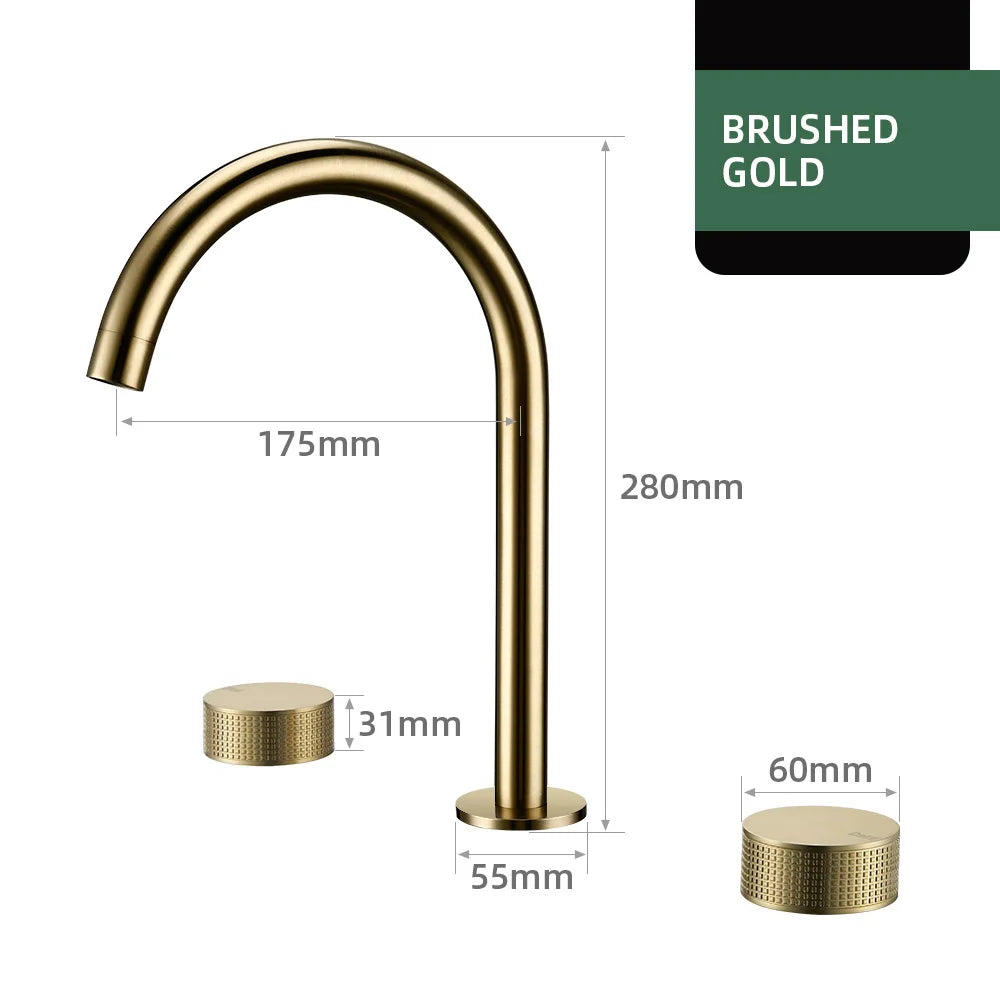 Gumetal Basin Faucet Cold Widespread Tap 360 Rotation