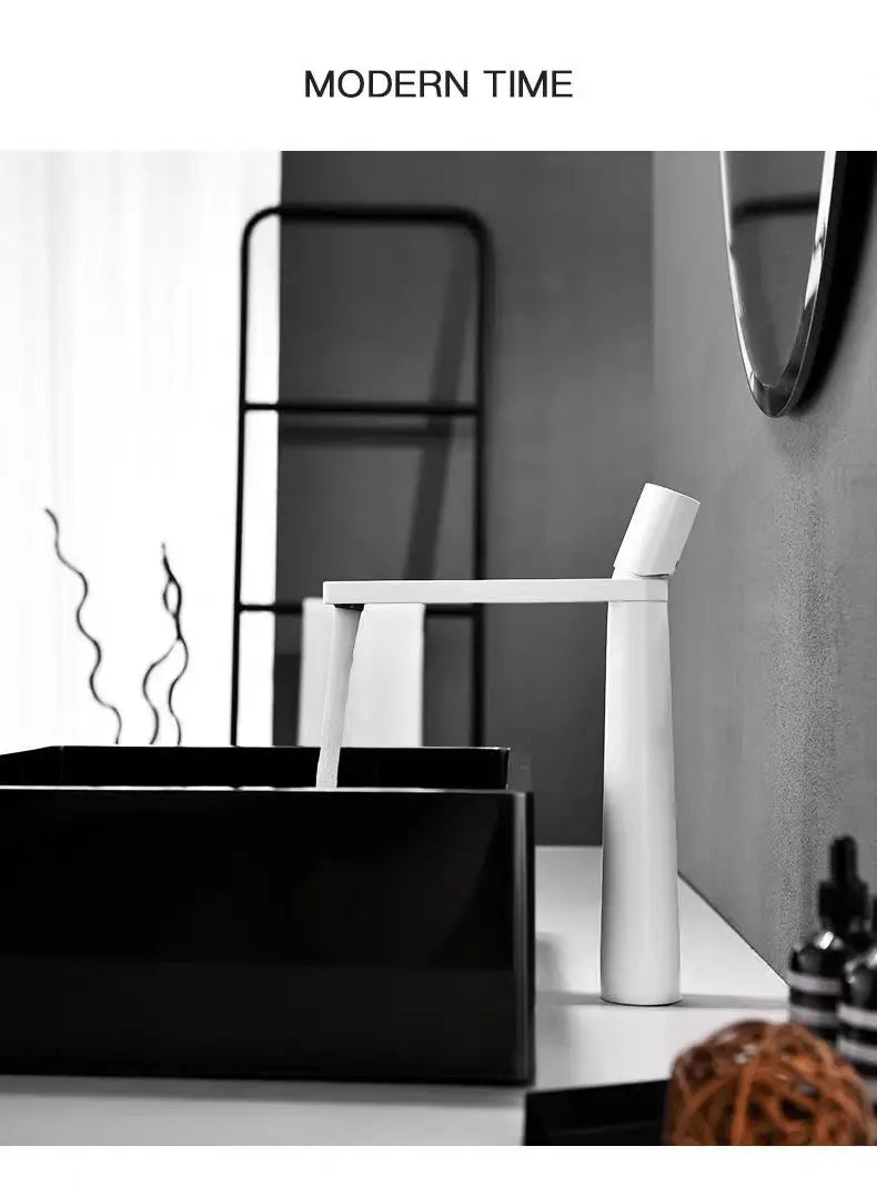 Elegant Black Handle Bathroom Faucet - Stainless Steel