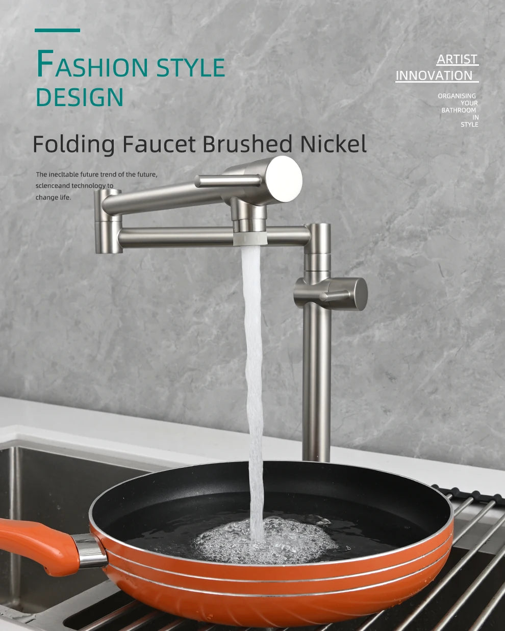 Ciencia Brass Pot Filler Faucet Wall Mount Sink