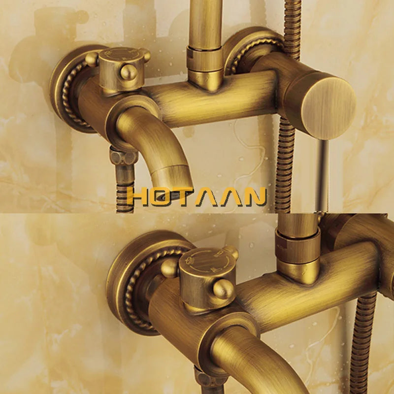 Wall Mounted Mixer Valve Rainfall Antique Brass Shower