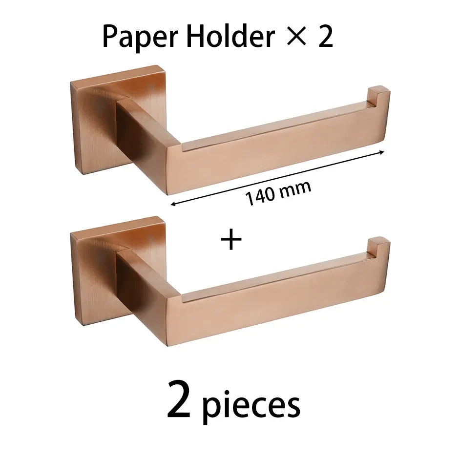Brushed Rose Gold Towel Rack Robe Hook Bathroom