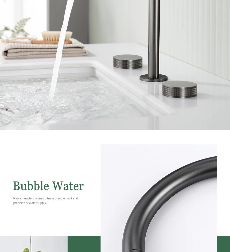 Gumetal Basin Faucet Cold Widespread Tap 360 Rotation