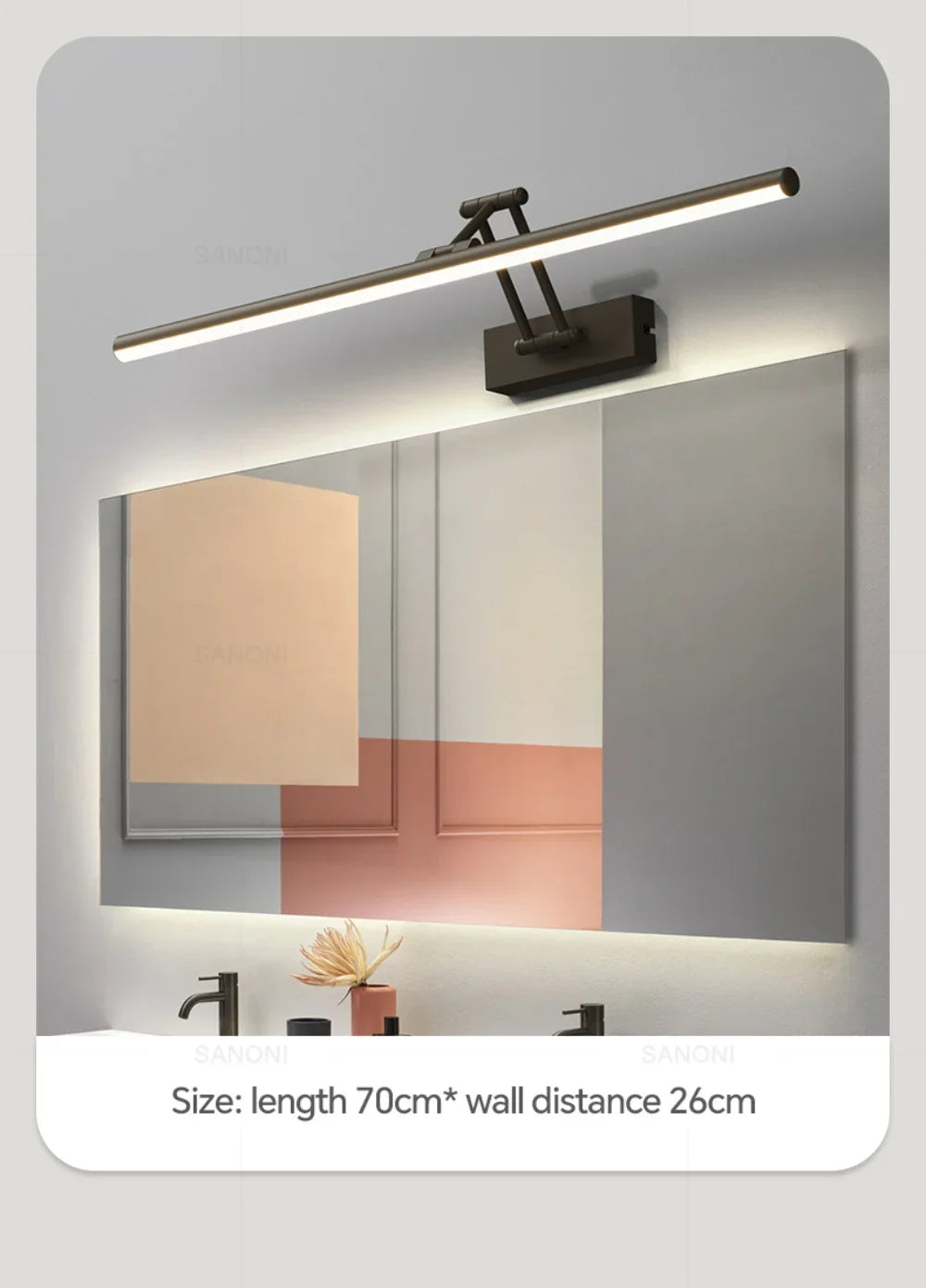 Dindalled Ip44 Bathroom Mirror Light Modern Retractable Led