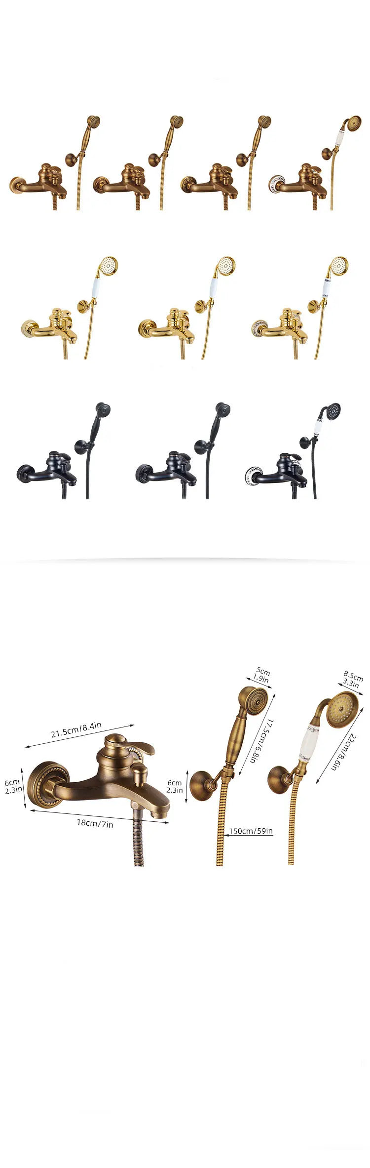 French Brass Simple Shower Spray Handheld Shower Head
