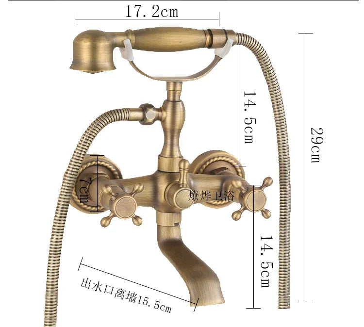 Antique Bathroom Bathtub Showet Faucet Copper Black Shower