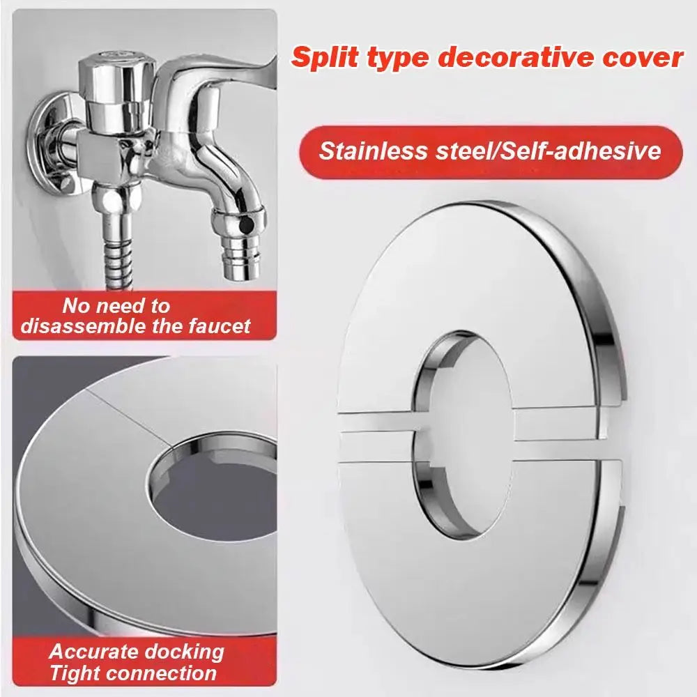 Useful Self-Adhesive Shower Faucet Cover Stainless Steel Silver