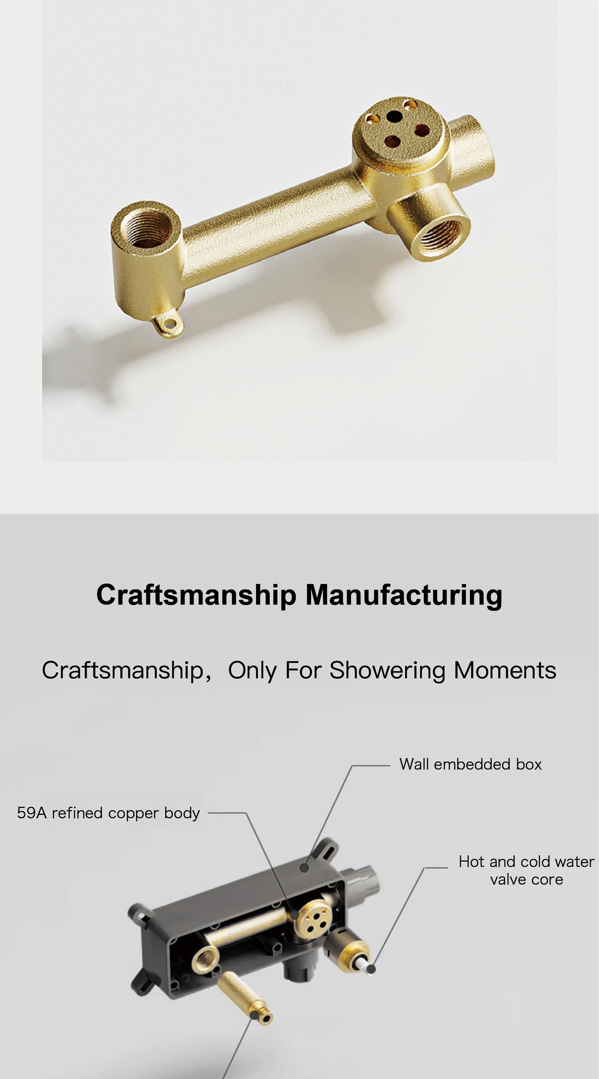 Luxruy Rose Gold Brass Wall-Embedded Bathroom Faucet 2hole