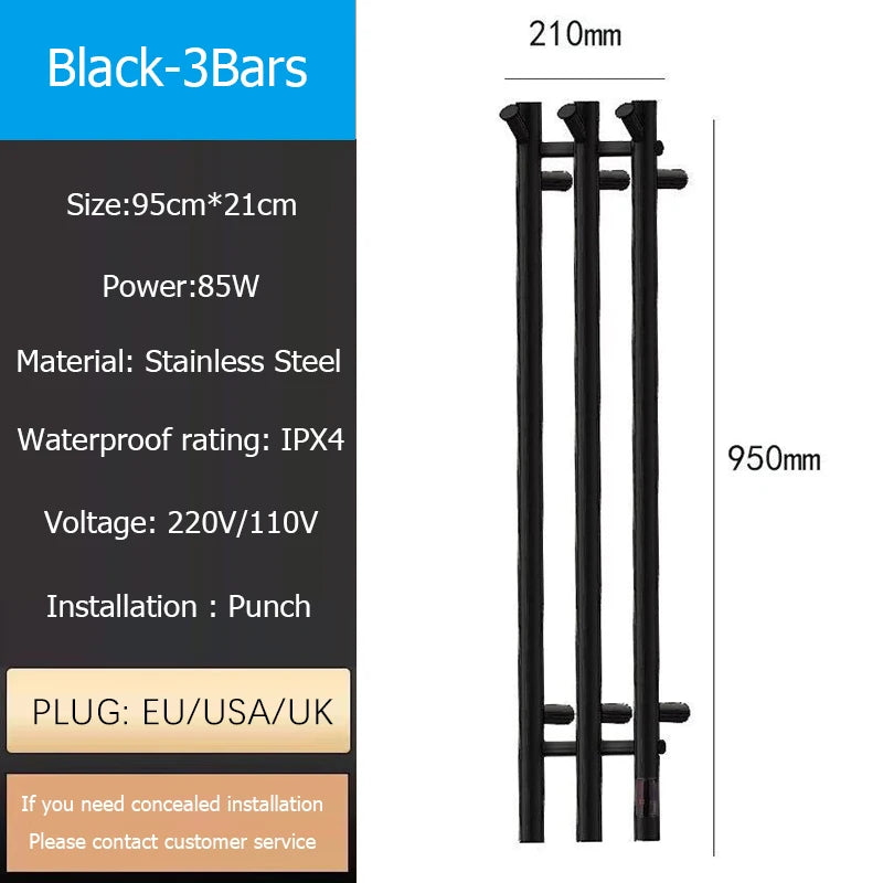 Oxg Electric Heated Towel Rack 3/4bars Towel Radiator
