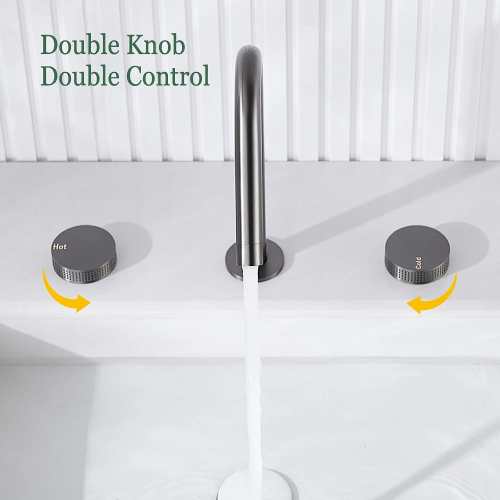 Gumetal Basin Faucet Cold Widespread Tap 360 Rotation