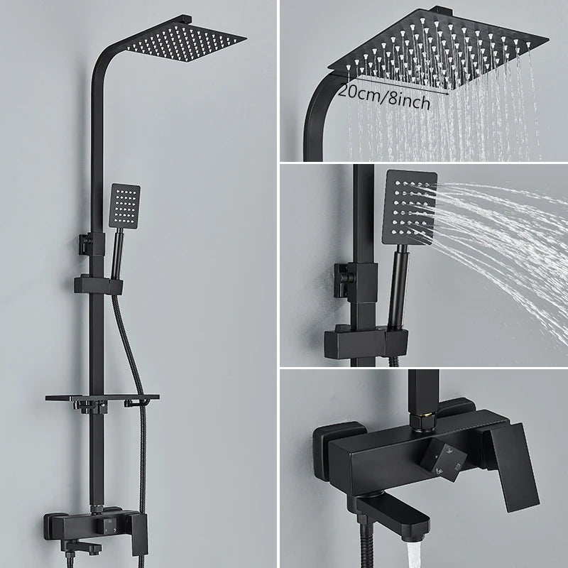 3/4-Way Shower Faucet Rainfall Shower Cold Water Mixer