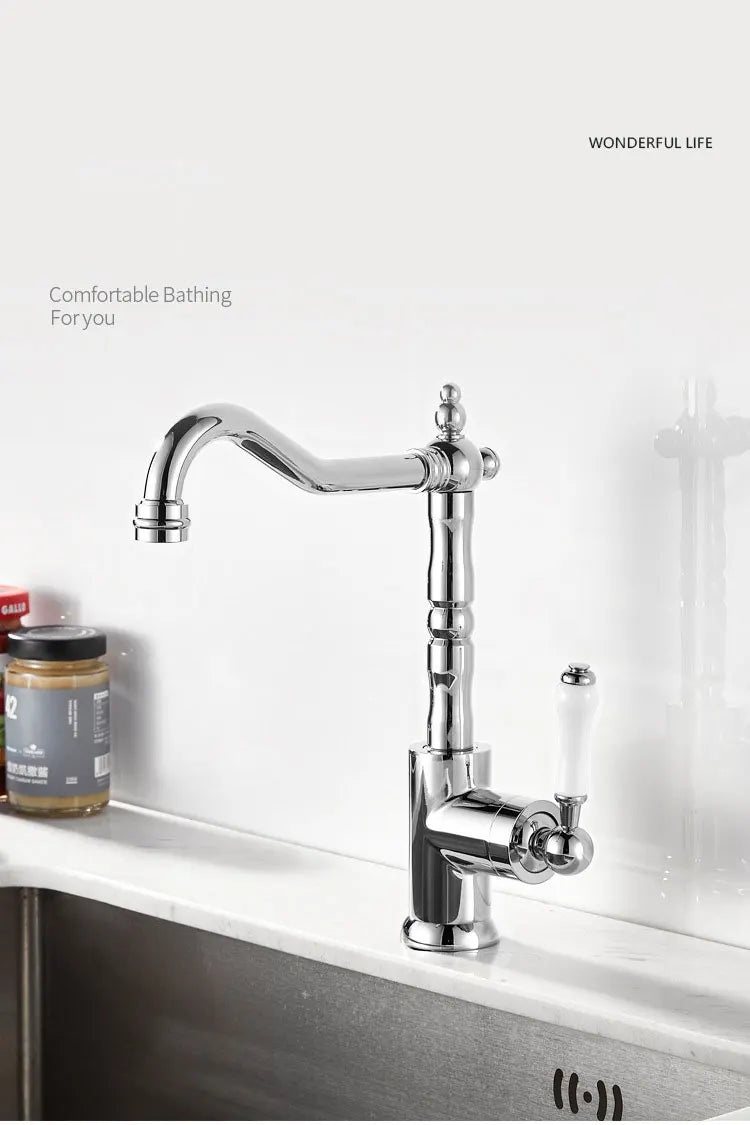 French Vintage Faucet Brass European Classical Silver Faucet