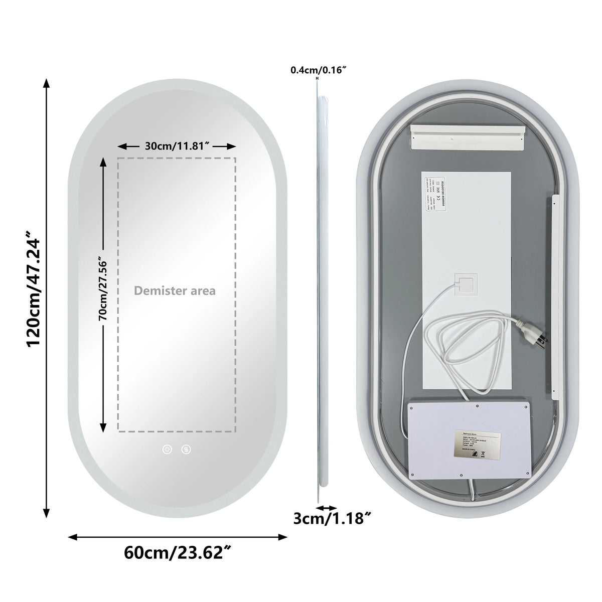 Led Bathroom Mirror Smart Anti-Fog Dimmable Led Lighted