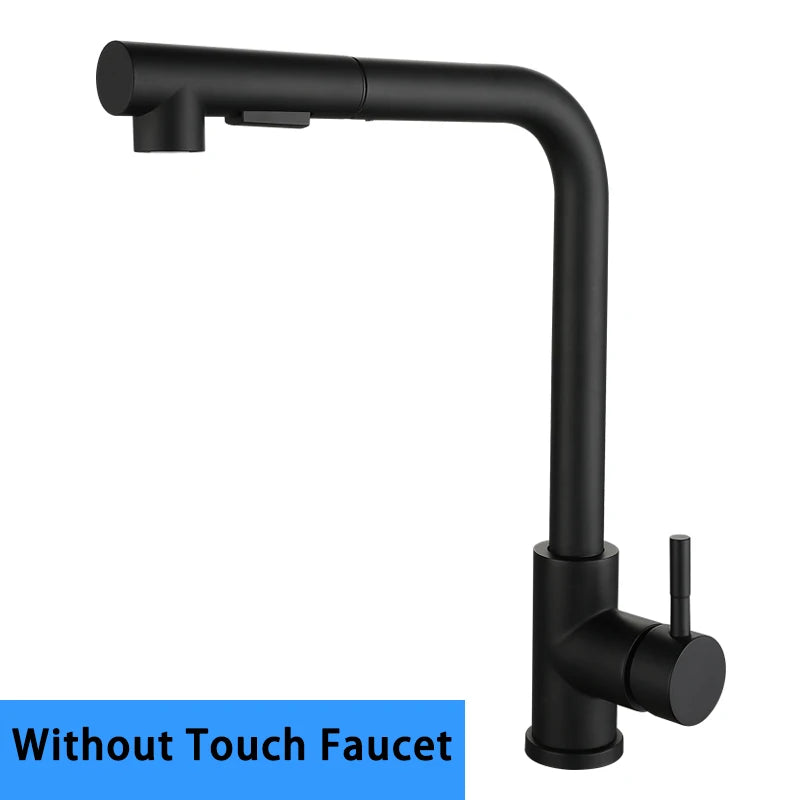 Brushed Gold Touch Sink Faucets Cold Pull Out