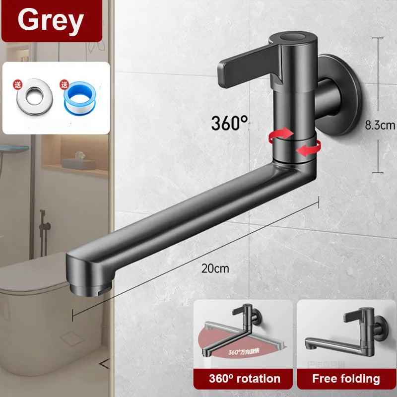 Wall-Mounted Faucet Mop Pool Tap Hole Faucet Brass