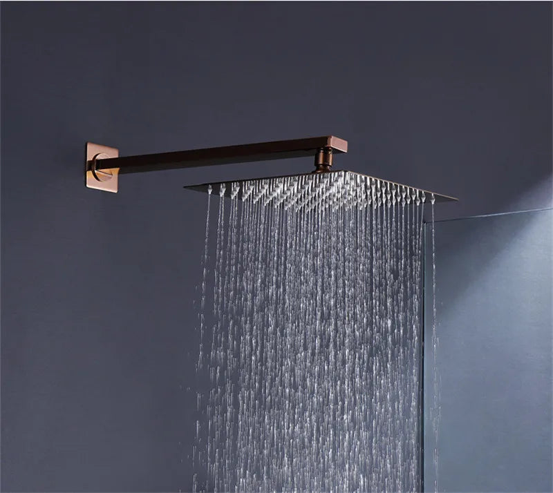 Tuqiu Bathroom Shower Rose Gold Square Rainfall Shower