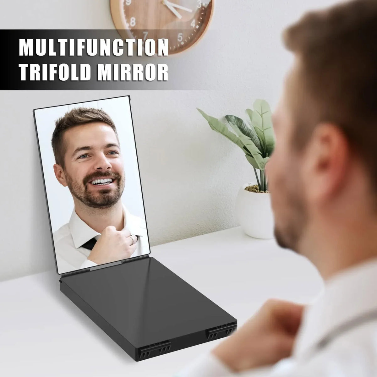 Travel 360 Trifold Vanity Makeup Mirror Height Adjustable