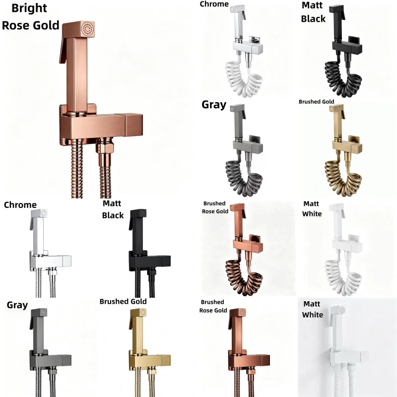 Brushed Rose Gold Brass Handheld Bidet High Voltage