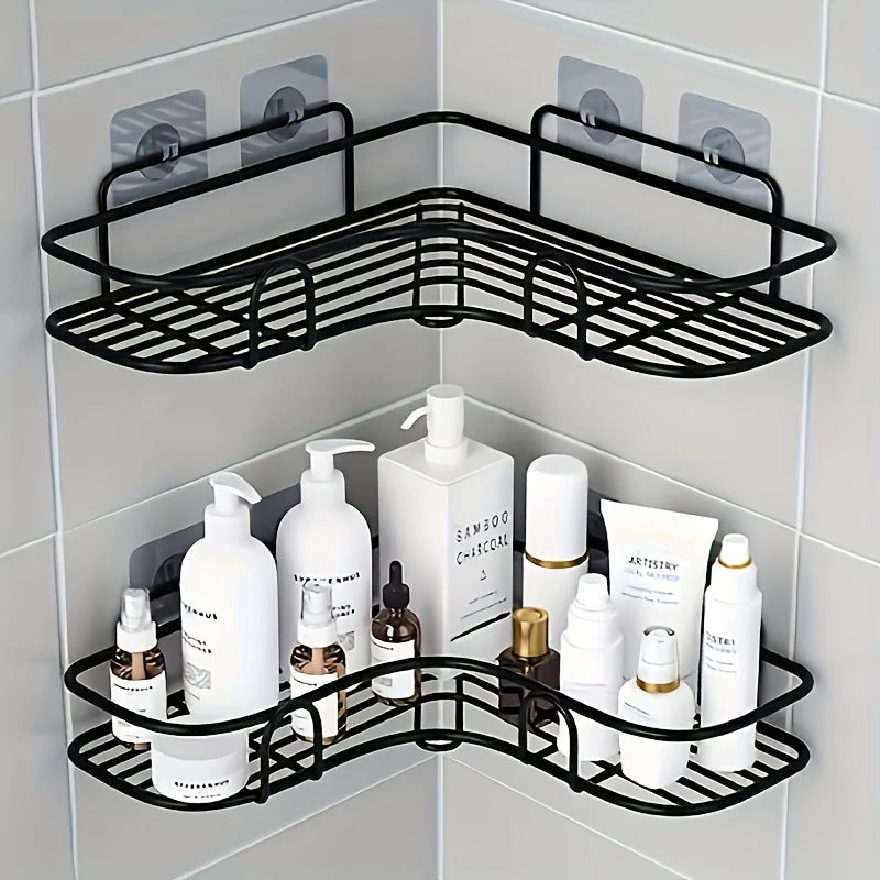 No-Drill Wall-Mounted Triangular Bathroom Shelf Corner Storage -