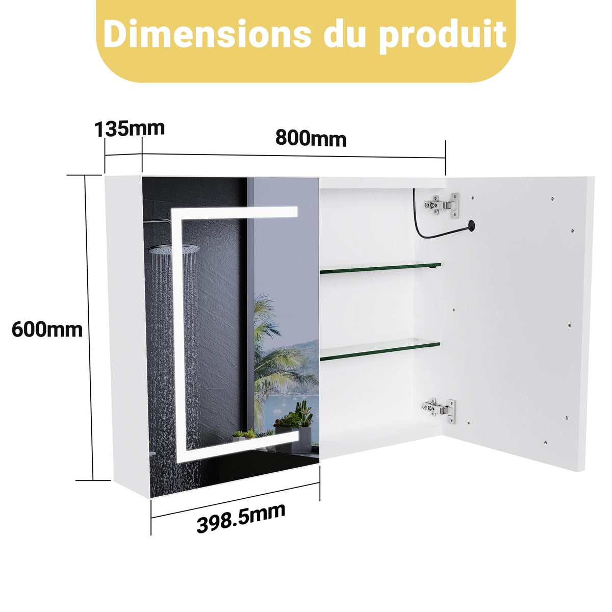Anajqaqia Bathroom Wall Cabinet Mirror Featuring Led Lighting