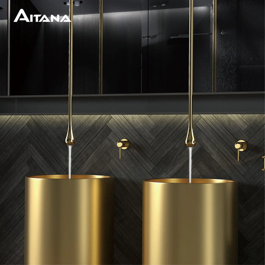 Luxury Brushed Gold Brass Bathroom Faucet Ceiling Design