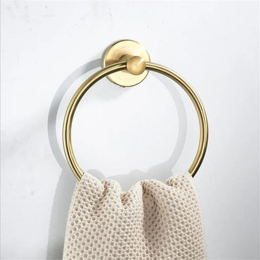 Towel Ring Black/Brushed Gold Stainless Steel Wall Hanging