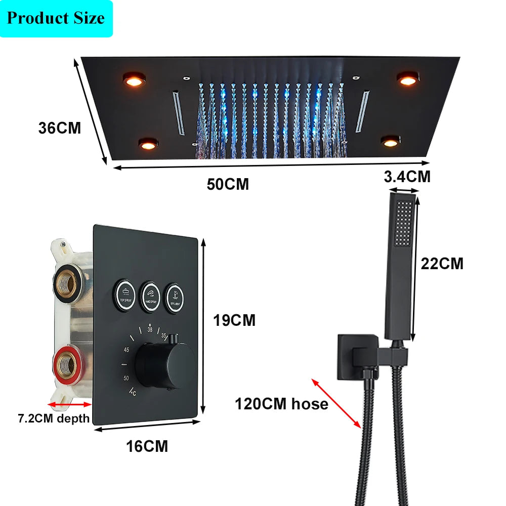 Luxury Thermostatic Shower Faucet Led Shower Sets Ceiling