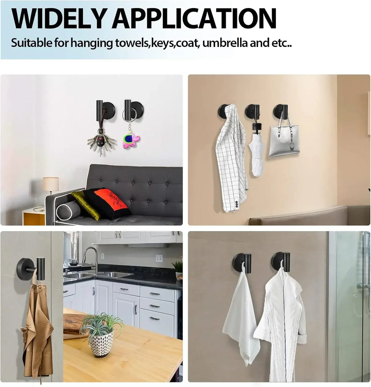 2pcs Polished Bathroom Towel Hooks Stainless Steel Coat
