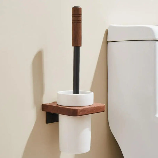 Walnut-Horse Bucket Brush Non-Dead Corner Toilet Shelf-Free