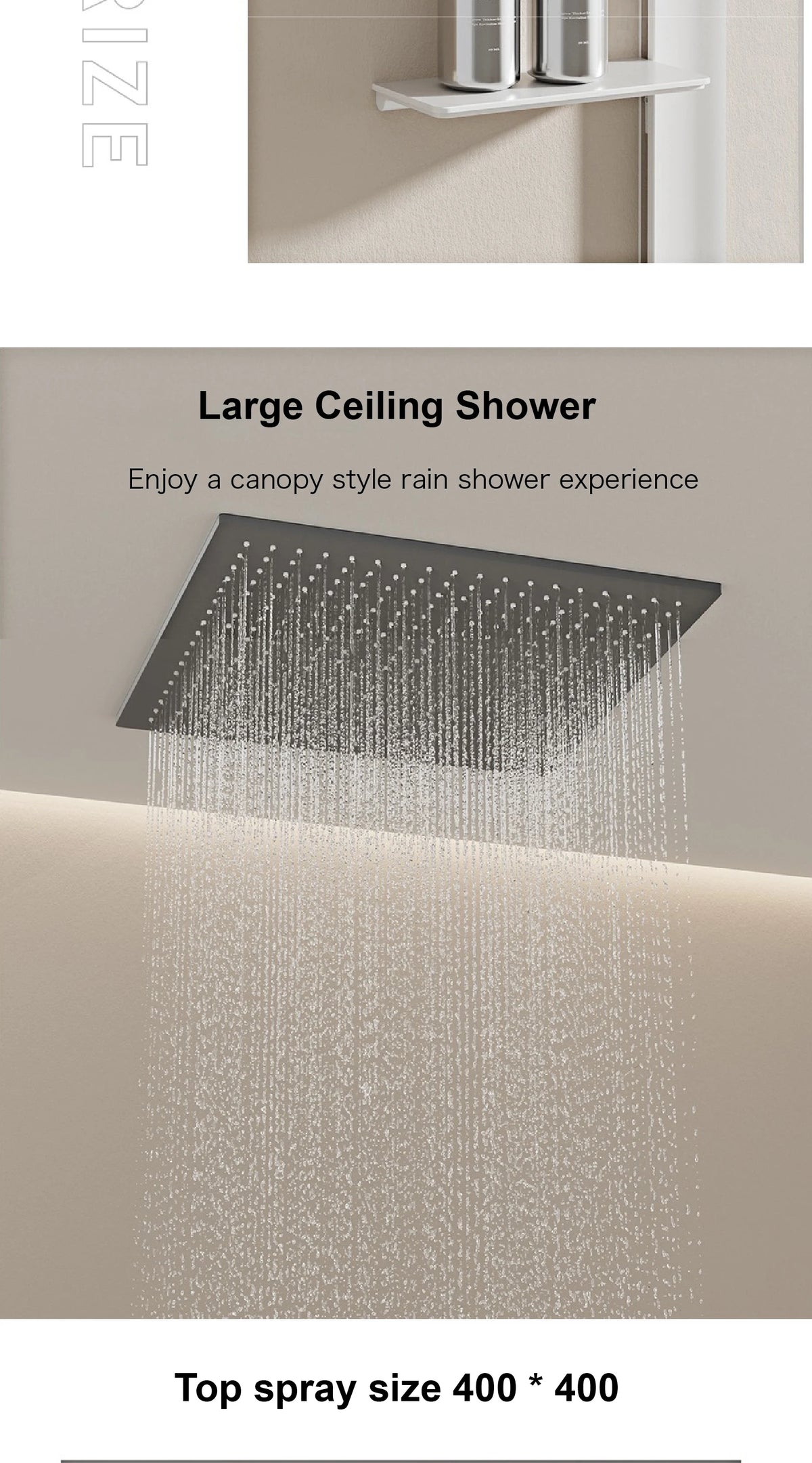 Luxury Ceiling Thermostatic Shower System Black Brass Function