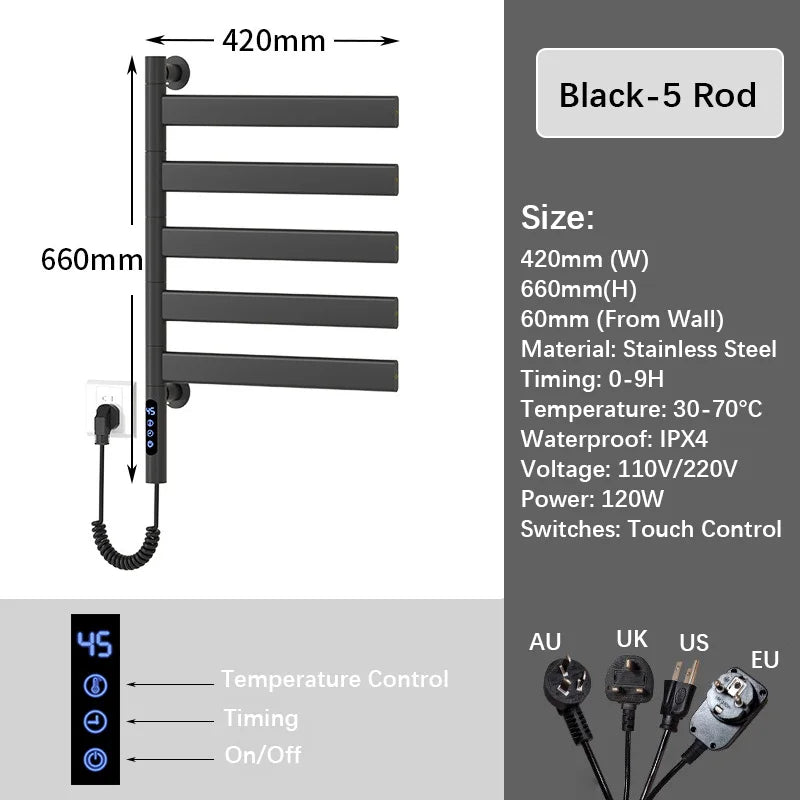 Bathroom Fast Dry Electric Towel Rack Smart Temperature