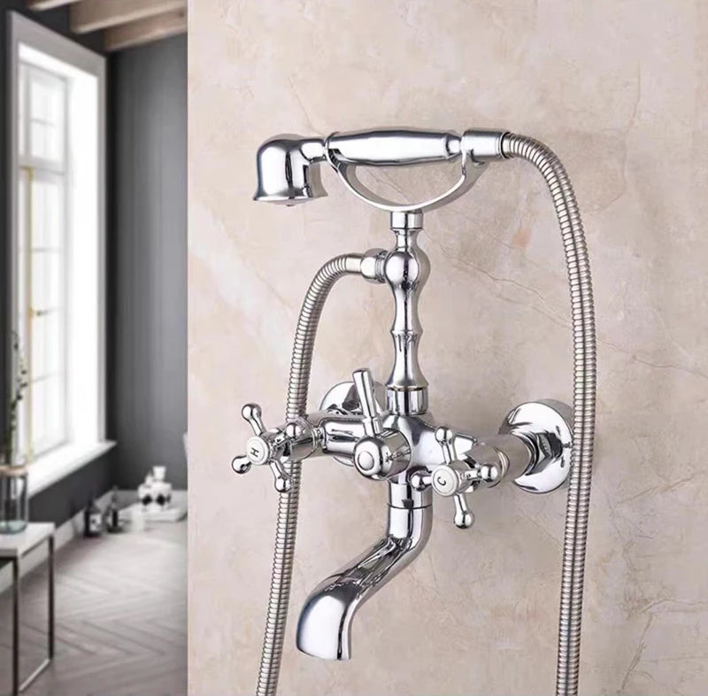 Antique Bathroom Bathtub Showet Faucet Copper Black Shower