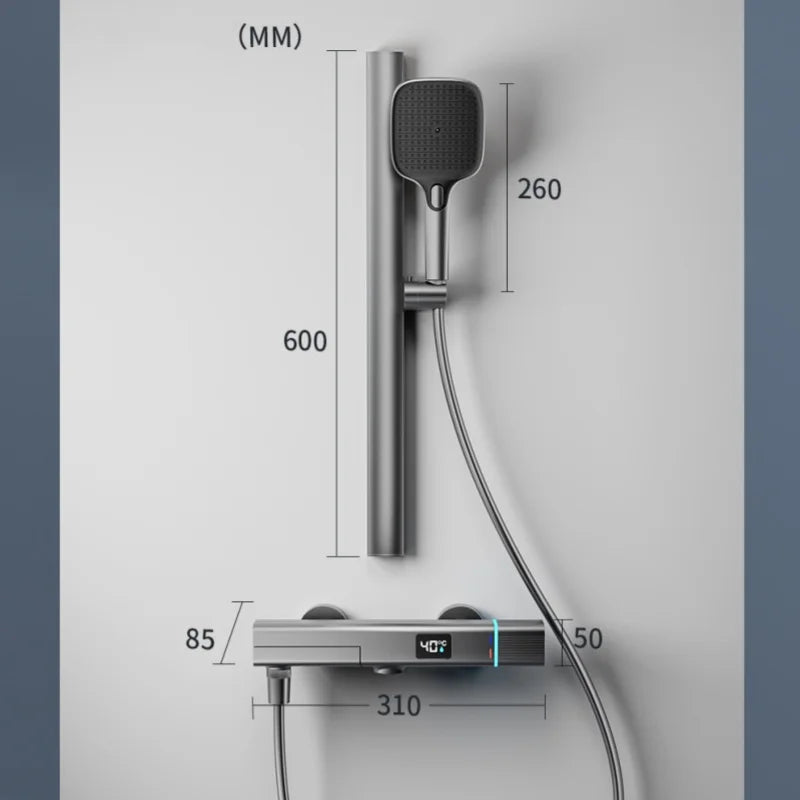 Temperature Display Bathtub Faucet Shower Complete Faucet Cold