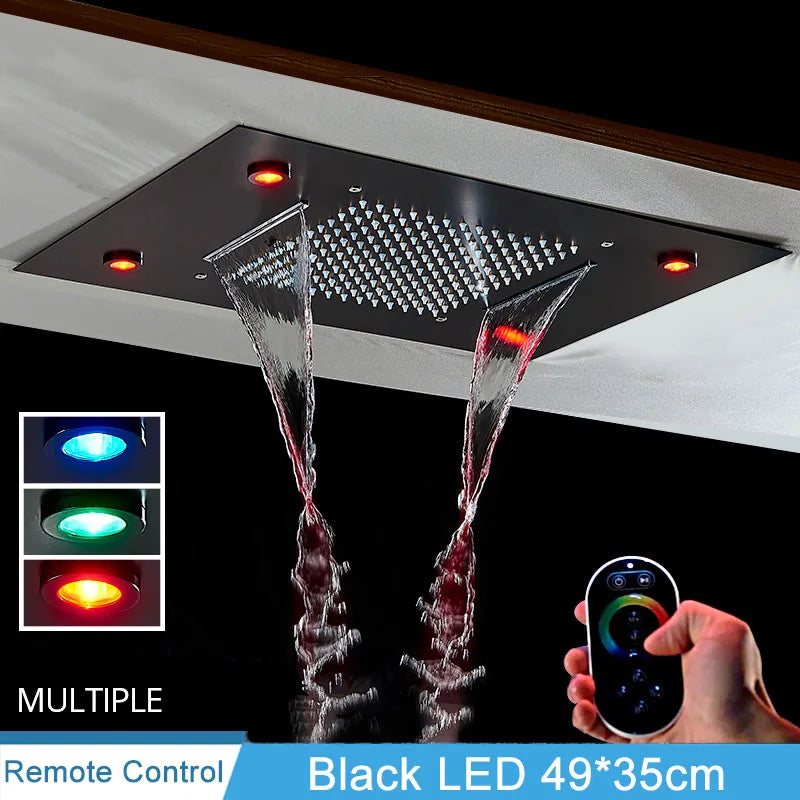 Luxury Brushed Nickel/Chrome/Black Led 16inch Rainfall Shower