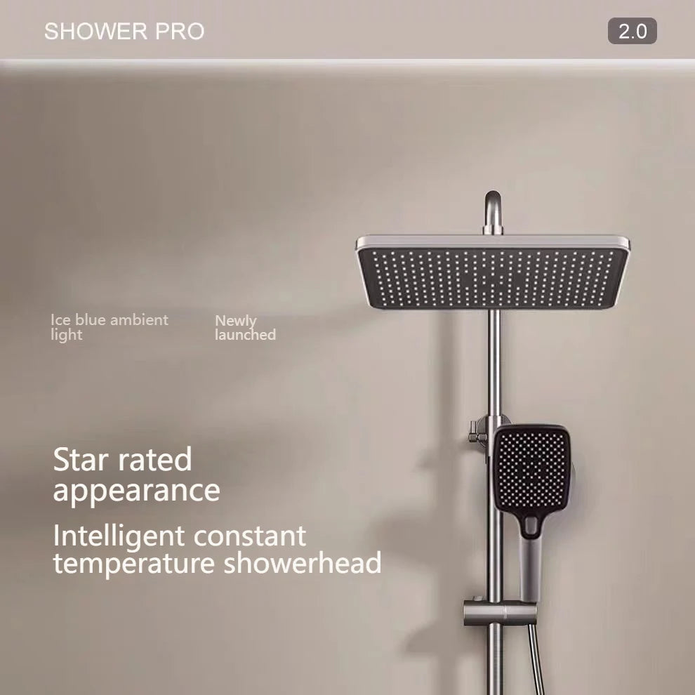 Digital Display Shower Bathroom Rainfall Piano Button Showers