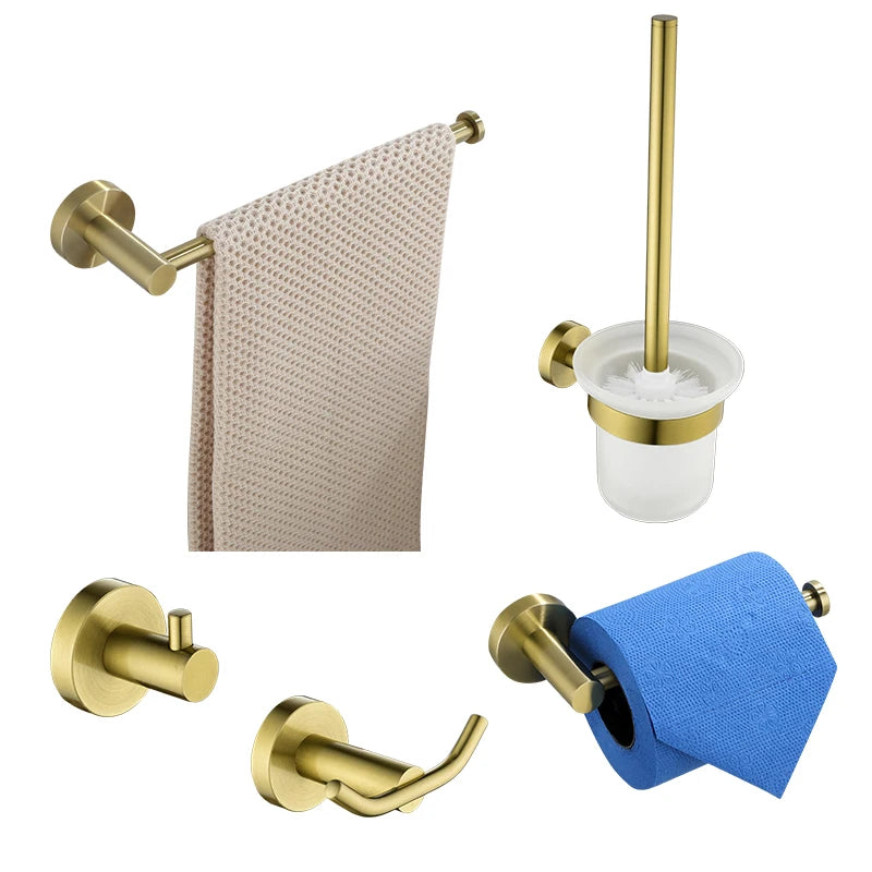 Bathroom Hardware Brushed Gold Toilet Brush Holder Robe