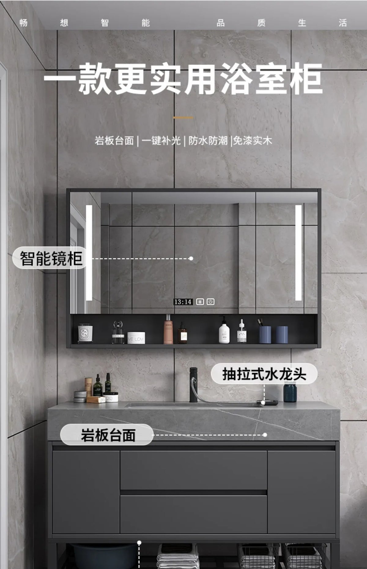 Washbasin Floor Bathroom Cabinets Vintage Drawer Light Toilet