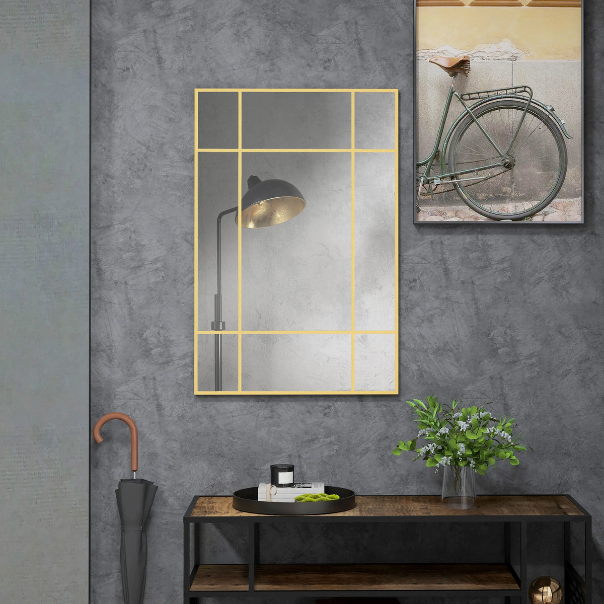 Homcom Rectangular Wall Mirror 90x60 Cm Metal Frame
