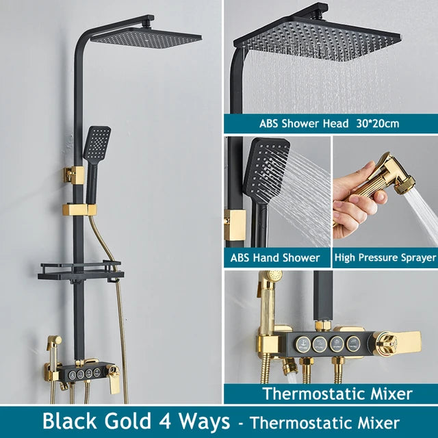 Thermostatic Bathroom Shower System Solid Brass Bathroom Faucets