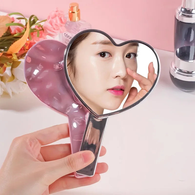 Eyelash Extensions Handheld Mirror Heart Shape Vanity Mirror