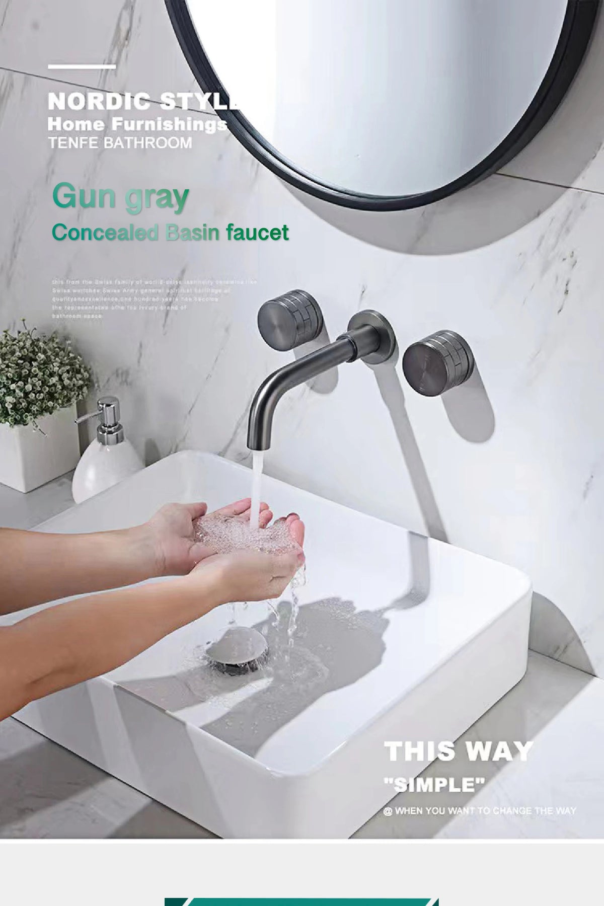 Luxury Black Bathroom Concealed Faucet Wall-Mounted Design Double