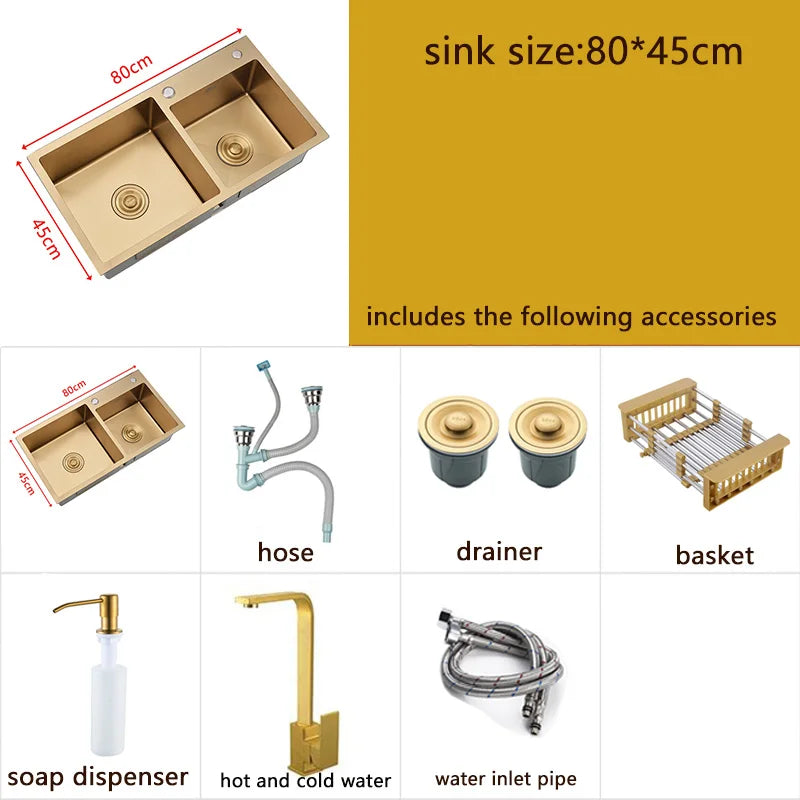 Gold Sink Above Counter Double Bowl Goldn Basket