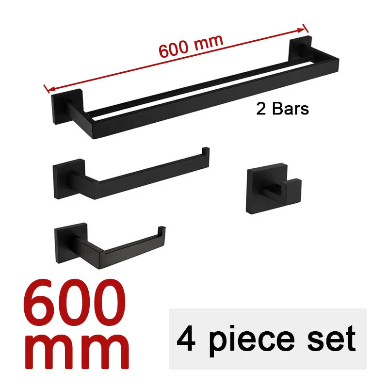 Matte Black Bathroom Hardware 304 Stainless Steel Towel