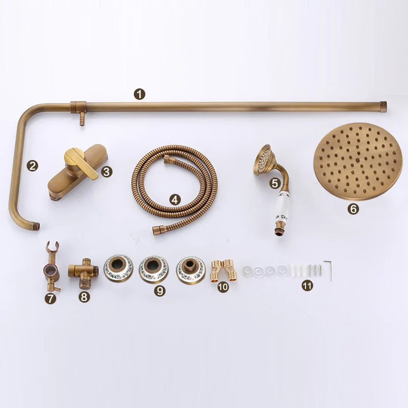 Brass Bathroom Faucet Shower Type Head Antique Brass