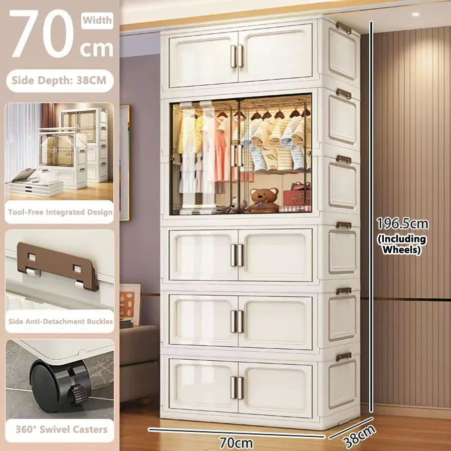 Multi-Functional Folding Storage Cabinet Doors White/Black/Gray