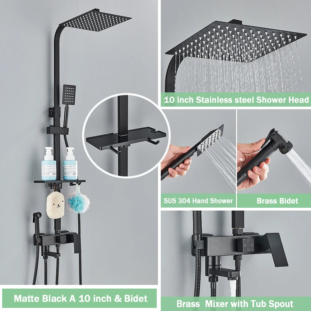 Rozin Rainfall Bathroom Shower Faucet Bidet Mixer Tap
