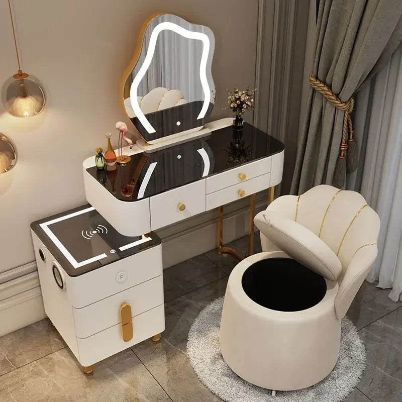 Nordic Glass Luxury Dressing Table Smart Wireless Charging
