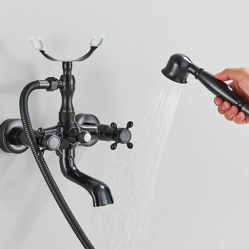 Retro Antique Brass Black Bronze Bathtub Shower Faucets