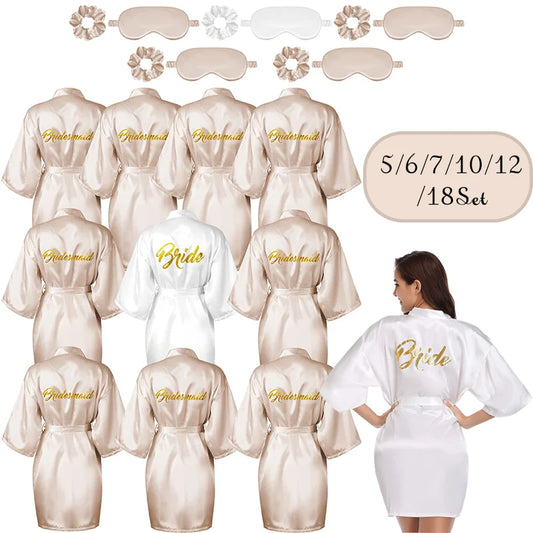 5-18set Wedding Team Bride Bridesmaid Robe Dressing Gown