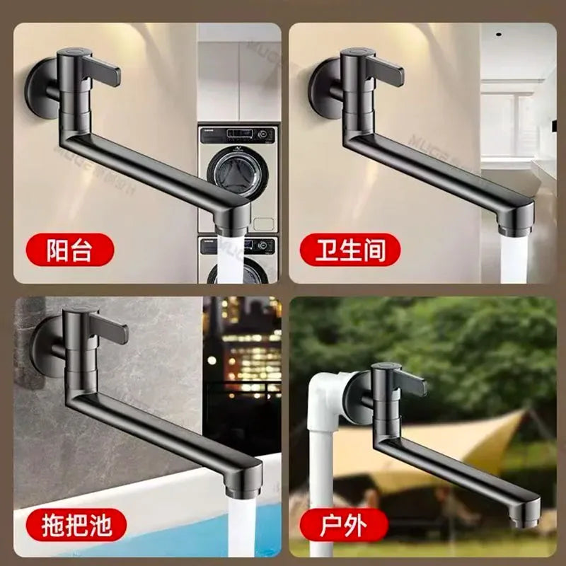 Wall-Mounted Faucet Mop Pool Tap Hole Faucet Brass
